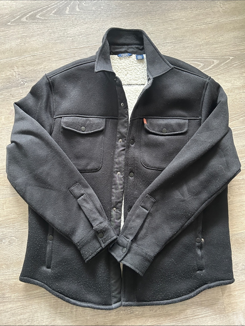 Chaps Black Sherpa-Lined Military Field Jacket